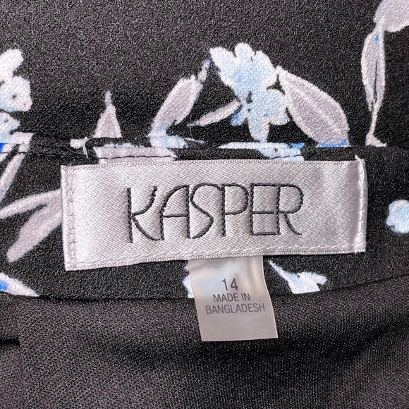 Dressy Pencil Skirt Floral Blue White Black By Kasper Size 14 Office Attire - Picture 2 of 4